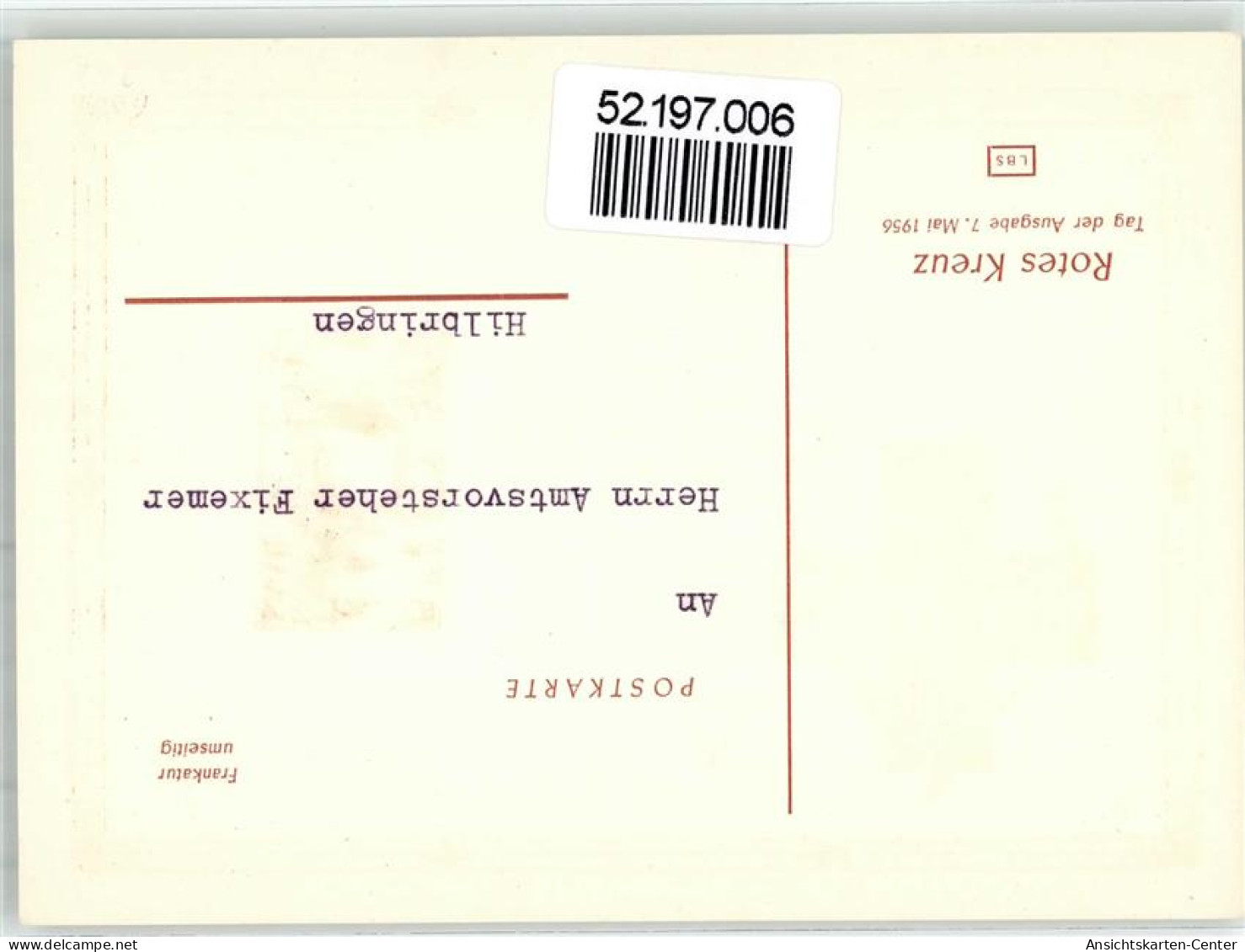 52197006 - Tag Der Briefmarke 1956 Rotes Kreuz - Red Cross