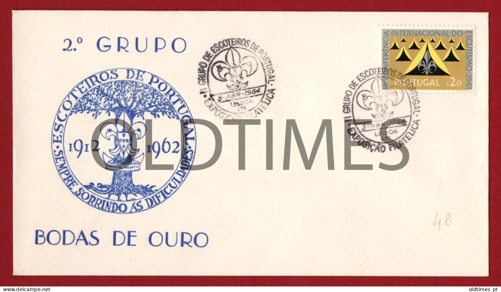 PORTUGAL - ESCOTEIROS DE PORTUGAL 1912 - 1962 - BODAS DE OURO - 18 CONFERENCIA INTERNACIONAL ESCUTISMO 1961 ENVELOPE  - Scoutisme