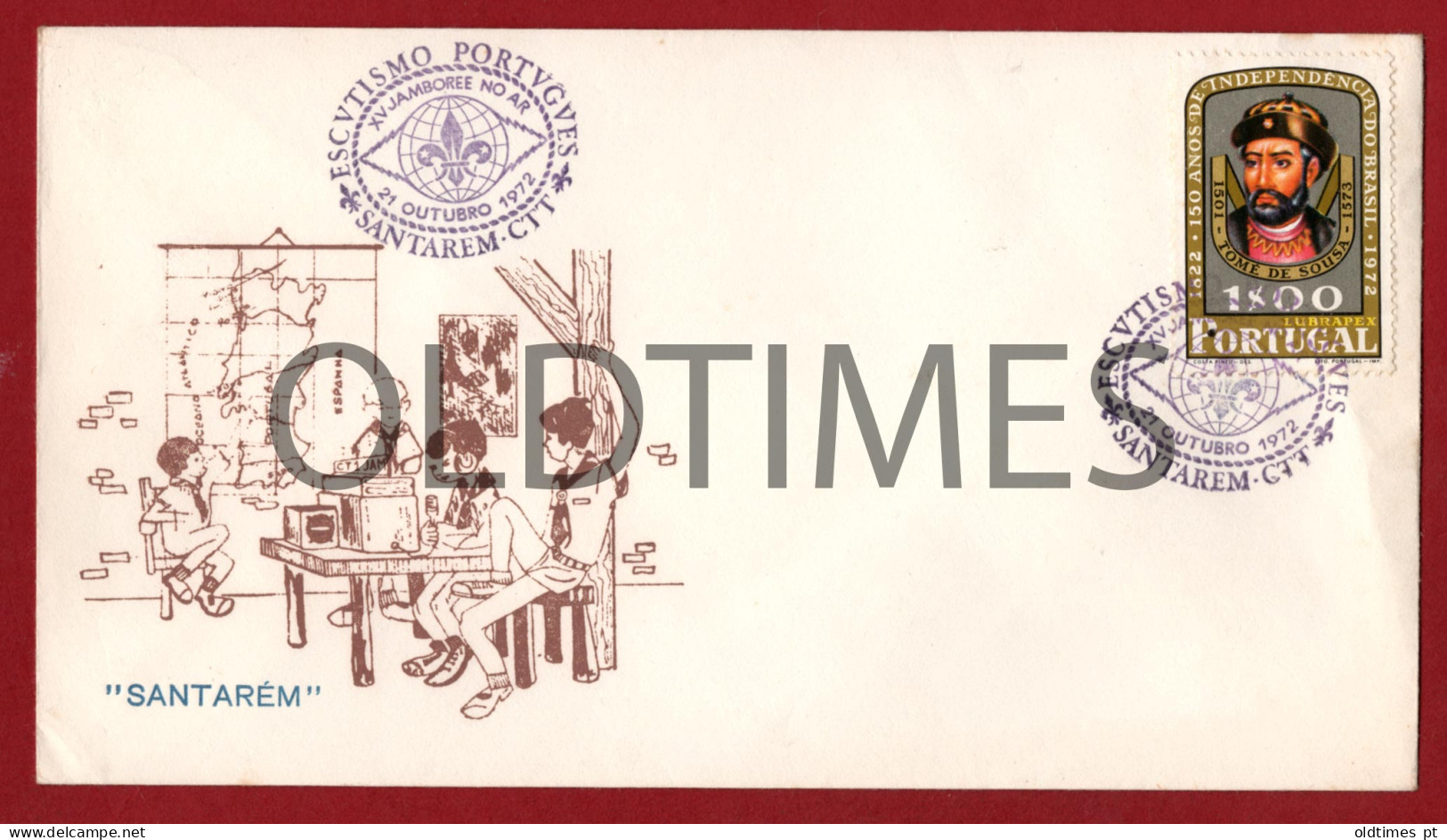 PORTUGAL - SANTARÉM - ESCUTISMO PORTUGUES - XV JAMBOREE NO AR - ESCOTEIROS - 150 ANOS INDEPENDENCIA BRASIL 1972 ENVELOPE - Padvinderij