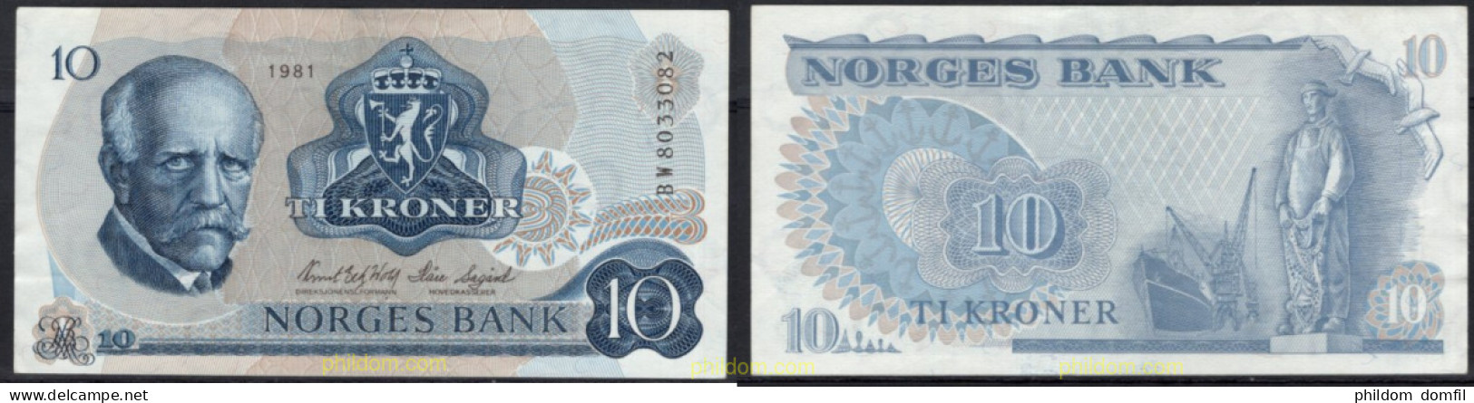 8537 NORUEGA 1981 NORGES 10 KRONER 1981 - Noruega