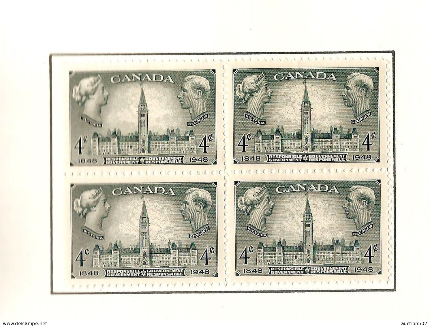 Canada  Stamps Year 1952 Block Of 4 * HINGED 2 Stamps - Nuovi