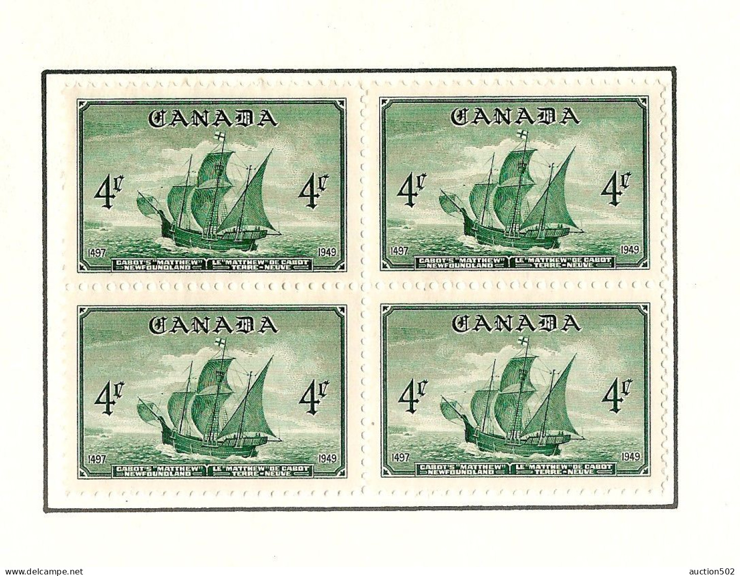 Canada  Stamps Year 1952 Block Of 4 * HINGED 2 Stamps - Nuevos