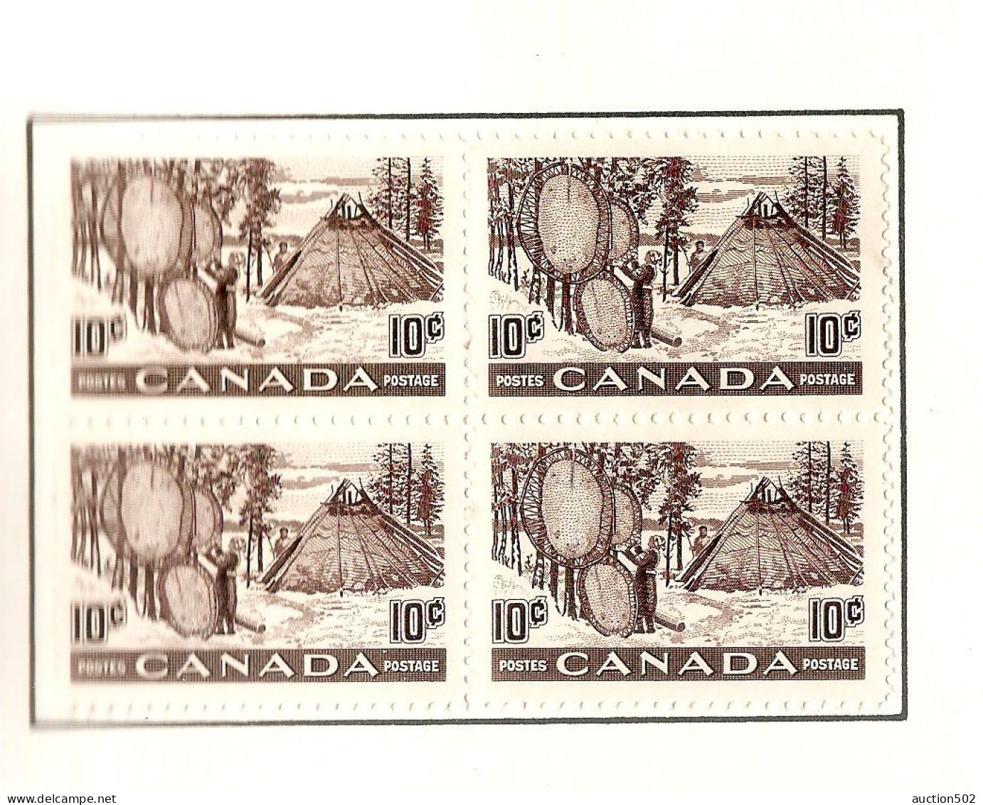 Canada  Stamps year 1952 block of 4 * HINGED 2 stamps