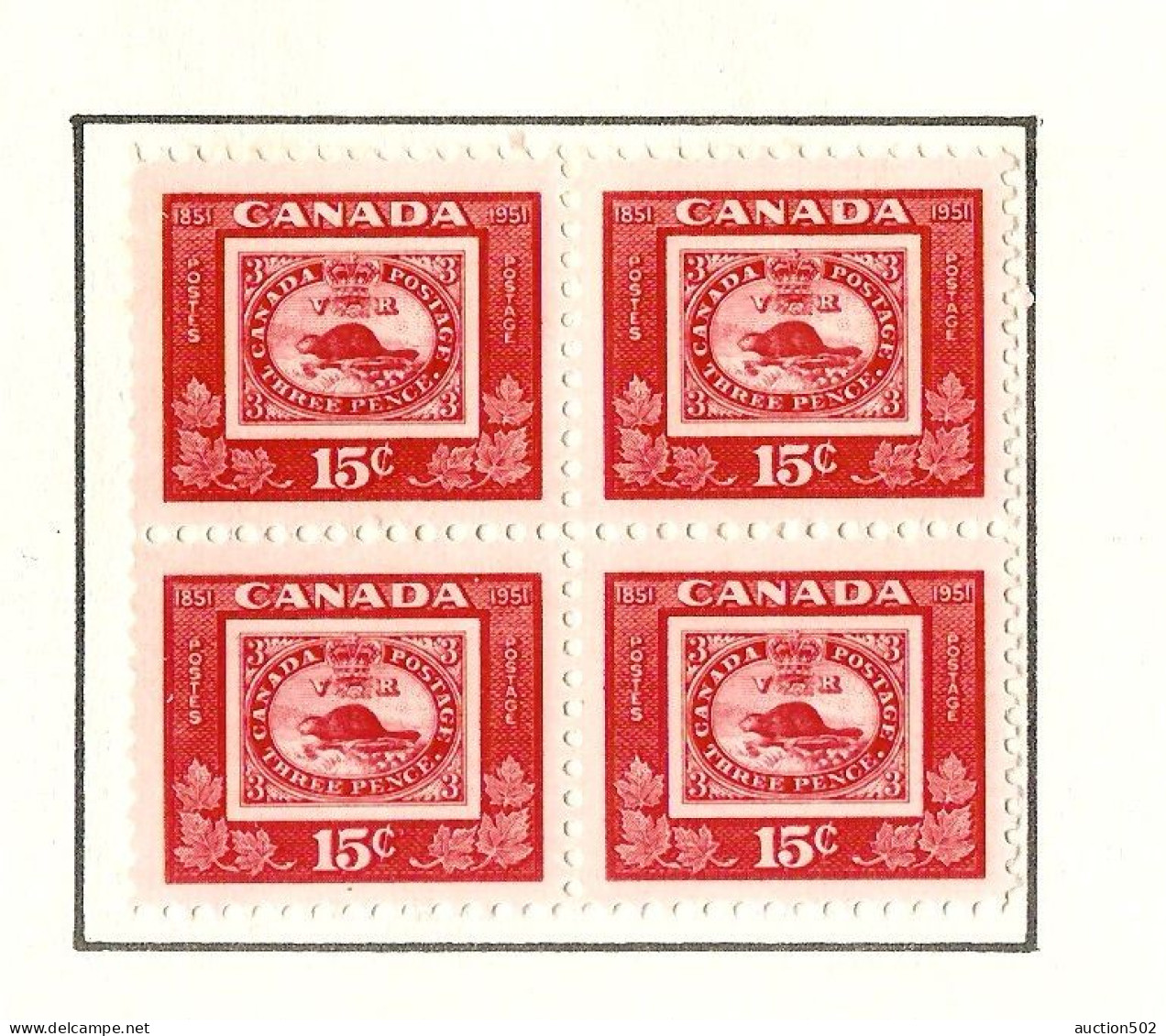 Canada  Stamps year 1952 block of 4 * HINGED 2 stamps