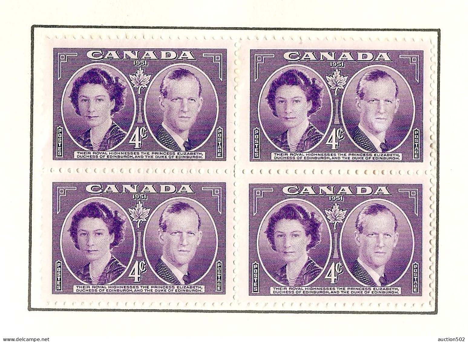 Canada  Stamps year 1952 block of 4 * HINGED 2 stamps