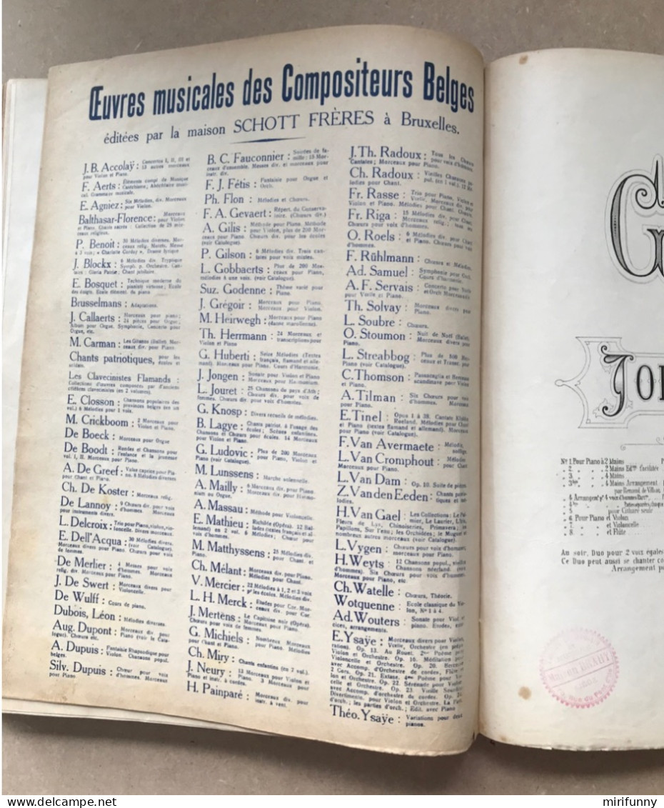 Lot d’anciennes partitions musicales reliées à Andenne circa 1940