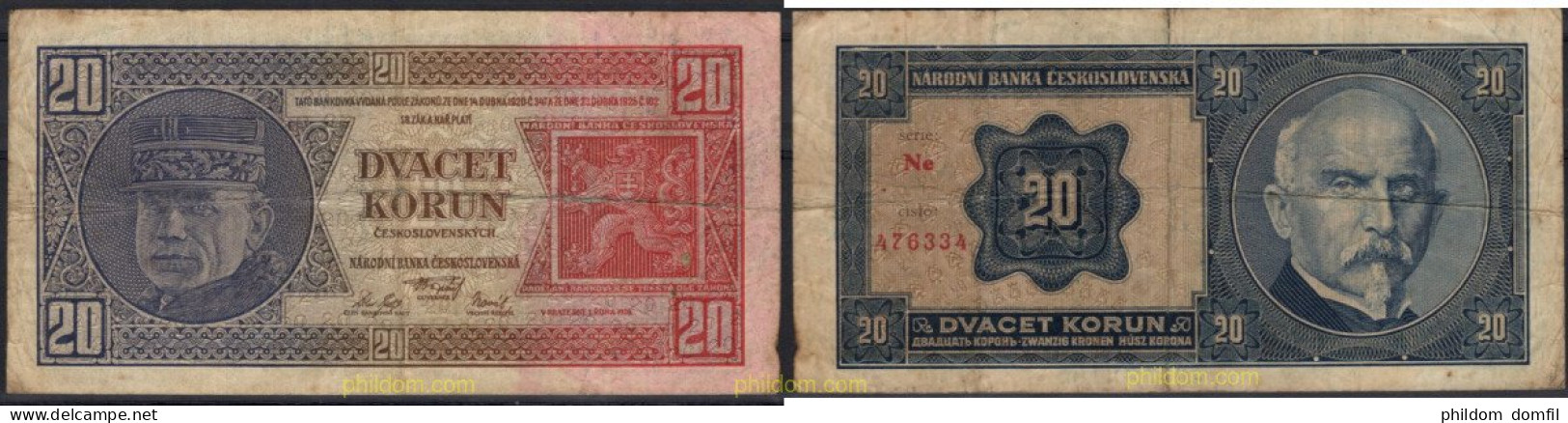 8556 CHECOSLOVAQUIA 1926 CZECHOSLOVAKIA 20 KORUN 1926 - Czechoslovakia