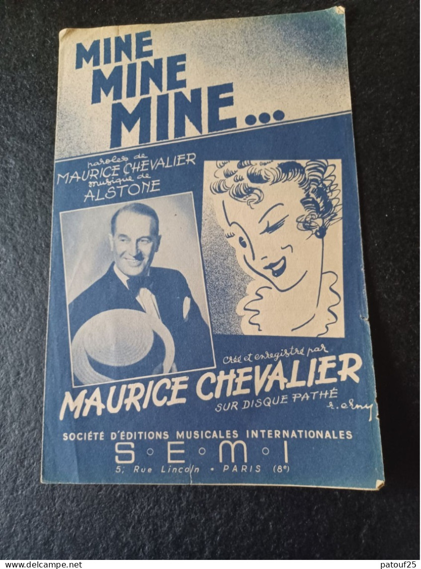 Ancienne Partition De Musique 1948 Mine Mine Mine Maurice Chevalier - Sonstige & Ohne Zuordnung