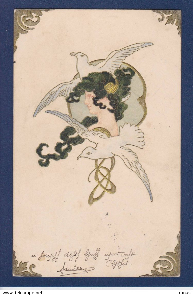 CPA Art Nouveau Gaufrée Embossed Femme Woman Circulée - Voor 1900