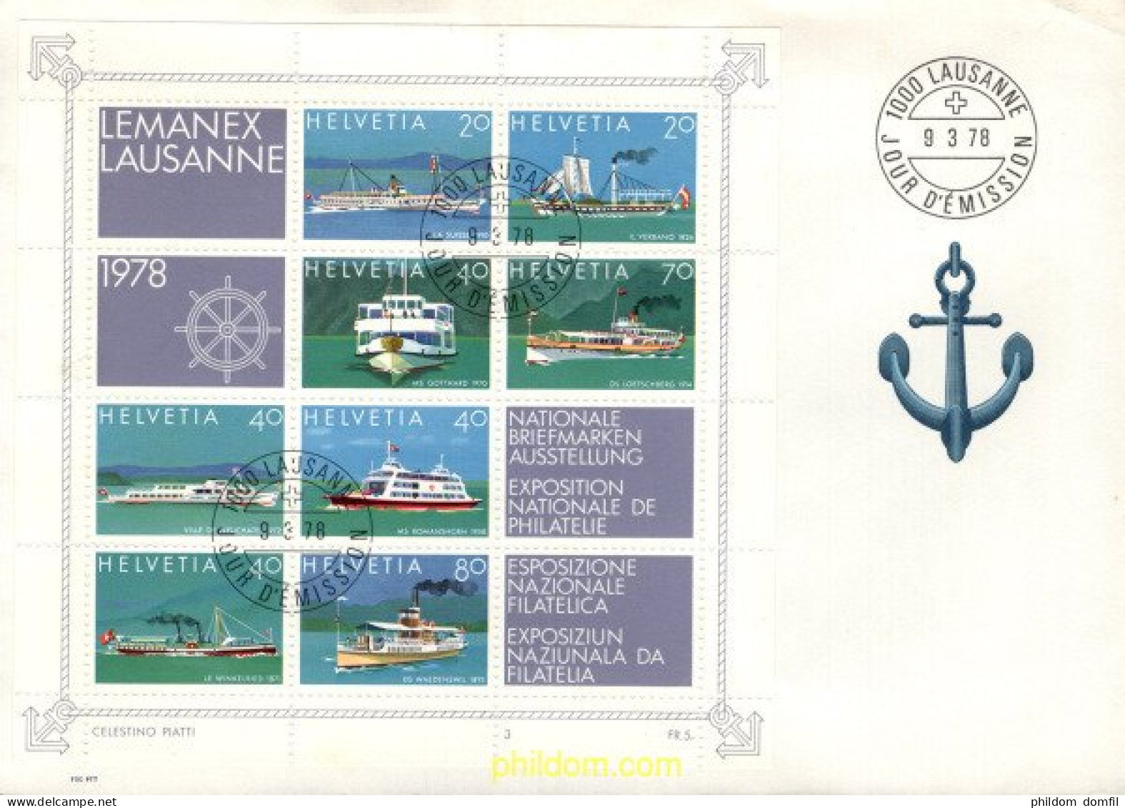 408275 MNH SUIZA 1978 LEMANEX 78. EXPOSICION FILATELICA INTERNACIONAL - Unused Stamps