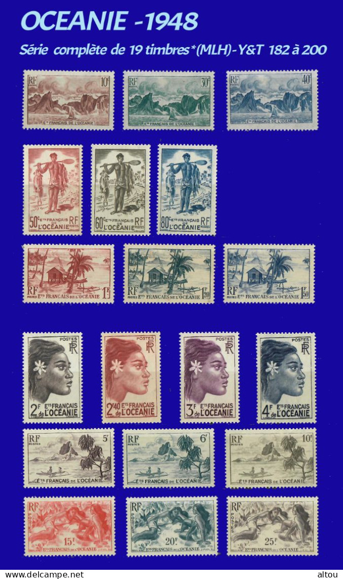 OCEANIE - 1948  Série Complète  De 19 Timbres * (MLH) N° 182 à 200 - Nuovi