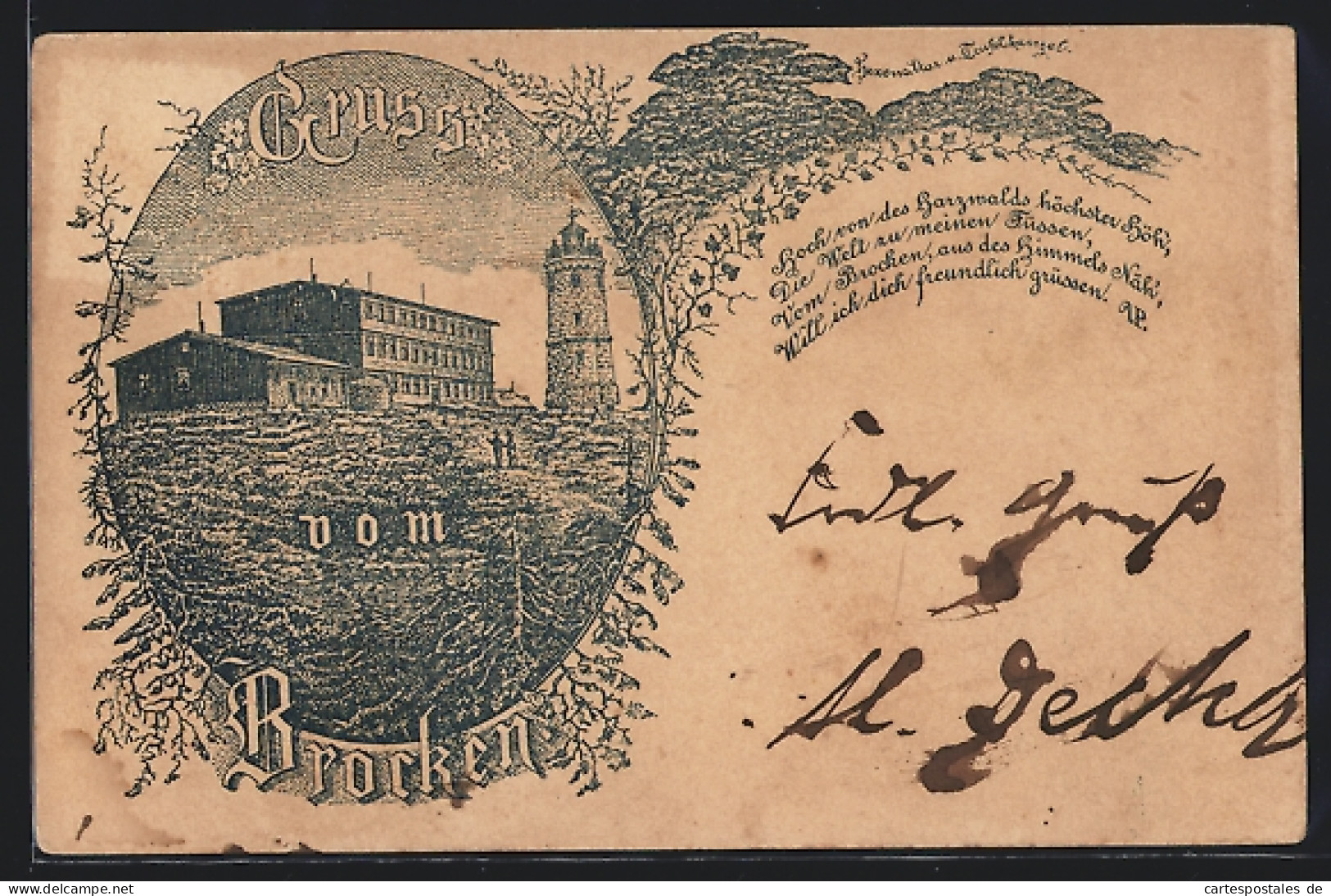 Vorläufer-Lithographie Ganzsache PP9F229: Brocken, 1895, Hotel Und Turm, Hexenaltar Und Teufelskanzel  - Postkarten