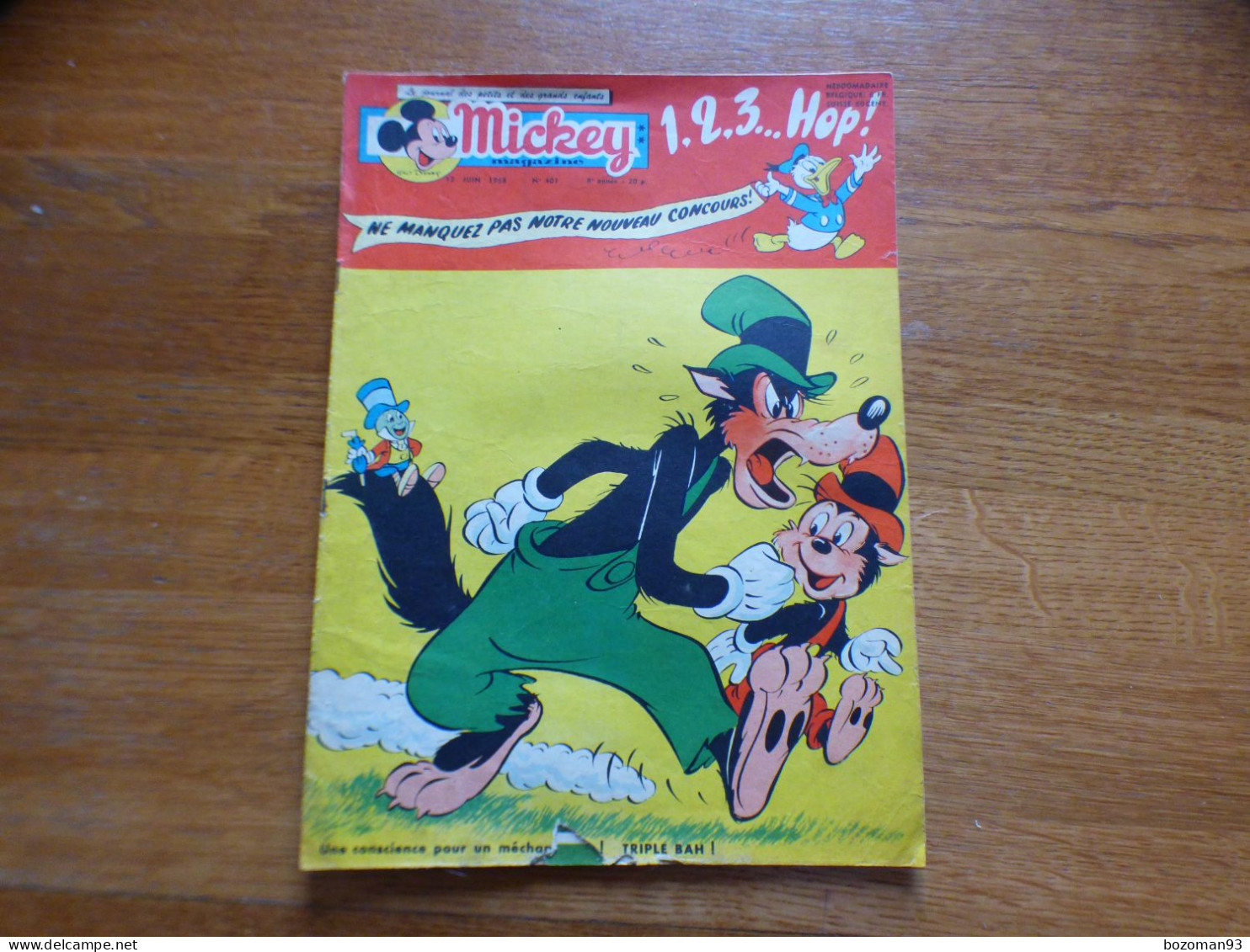 JOURNAL MICKEY BELGE  N° 401 Du 12/06/1958 COVER LE GRAND MECHANT LOUP - Journal De Mickey