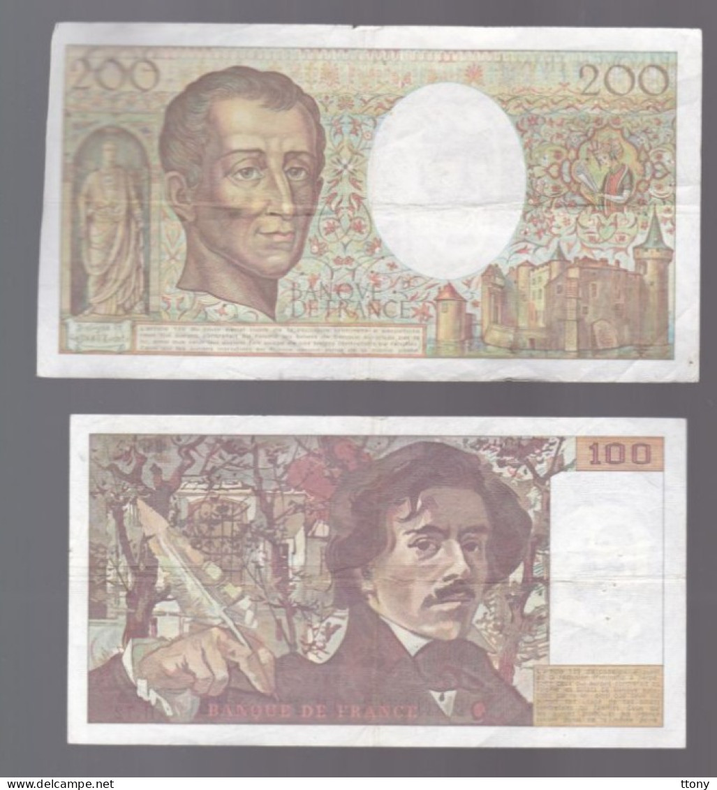 2 Billets  France   200 F  Montesquieu   Et  100 F  Delacroix  Petits Trous  D'  épingles - Andere - Europa
