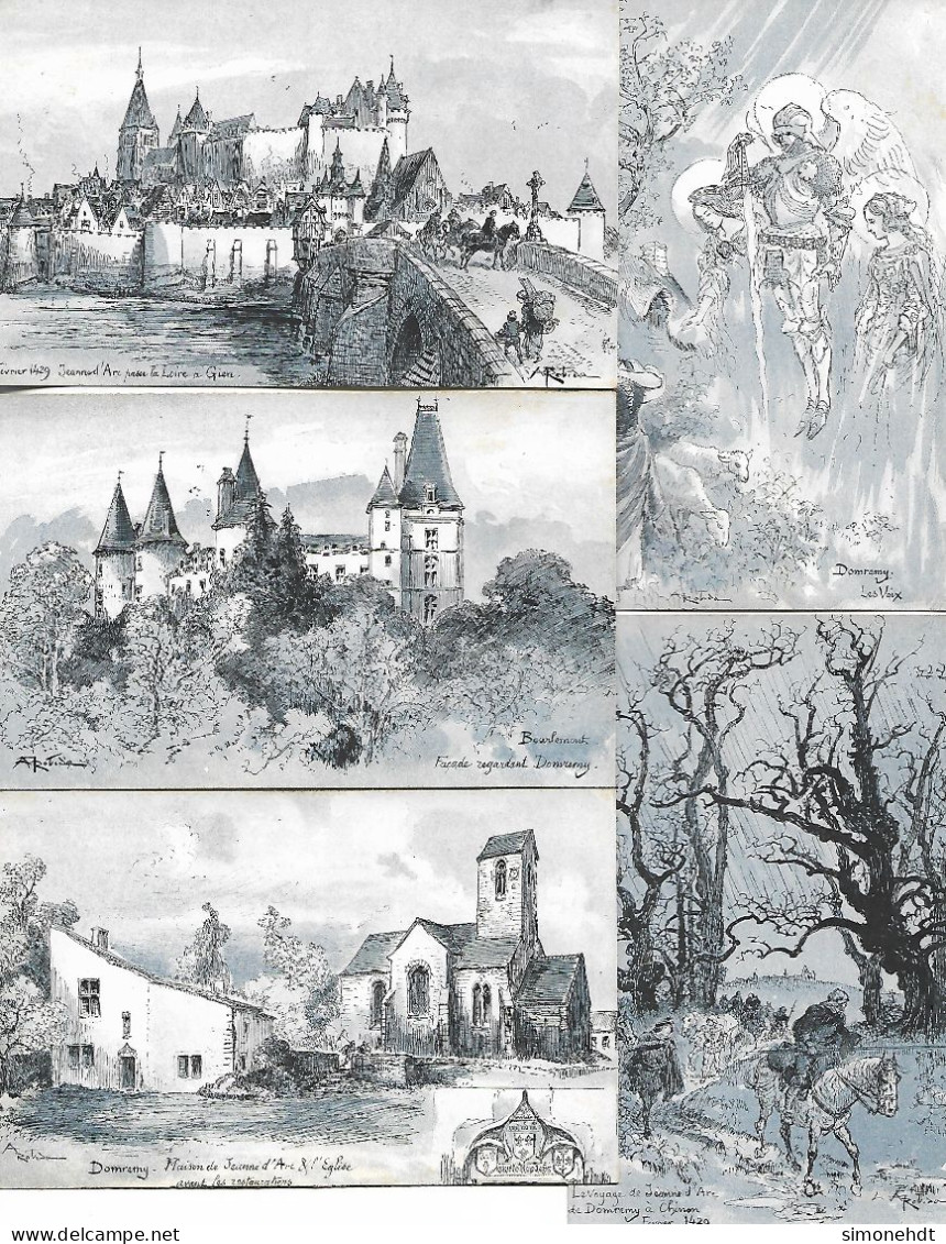 Illustrateur ROBIDA - Jeanne D'Arc à DOMREMY - Collection De 12 Cartes Postales Avec Pochette- Série A Complète - Robida
