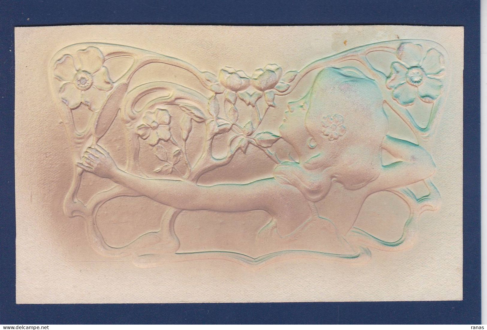 CPA Art Nouveau Gaufrée Embossed Femme Woman Non Circulée - Avant 1900