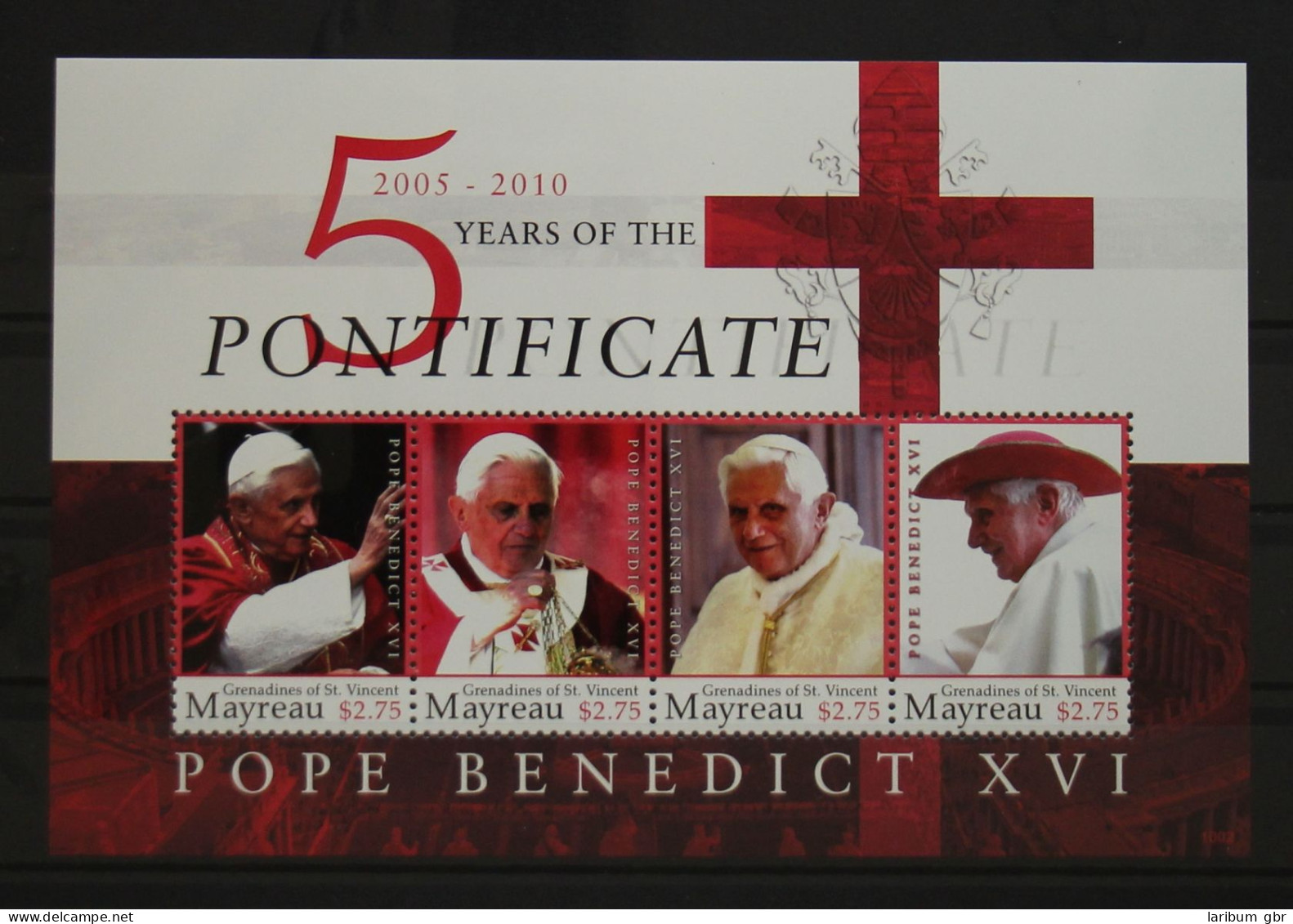 St. Vincent Mayreau 50-53 Postfrisch Als Kleinbogen, Papst Benedikt XVI #GH020 - St.Vincent E Grenadine