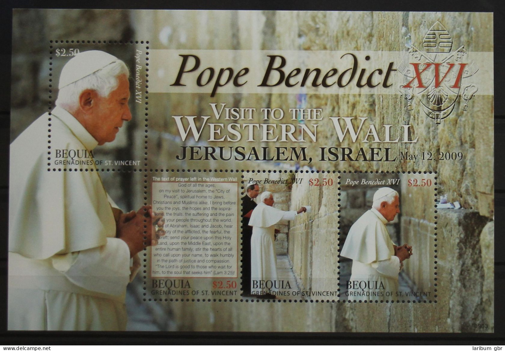 St. Vincent Bequia 612-615 Postfrisch Als Kleinbogen, Papst Benedikt XVI #GH003 - St.-Vincent En De Grenadines