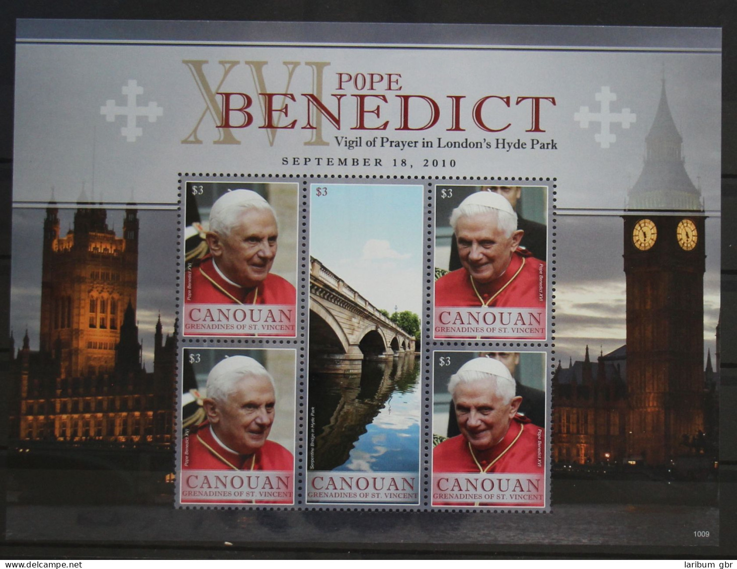 St. Vincent Canouan 99-101 Postfrisch Als Kleinbogen, Papst Benedikt XVI #GH033 - St.-Vincent En De Grenadines