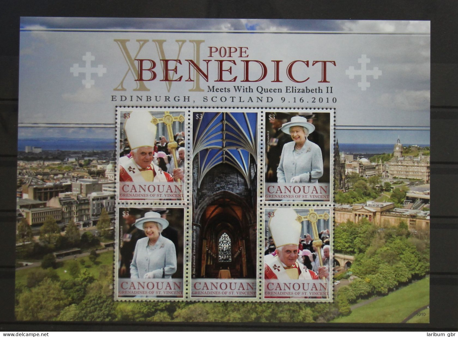 St. Vincent Canouan 102-104 Postfrisch Als Kleinbogen, Papst Benedikt XVI #GH030 - St.Vincent & Grenadines