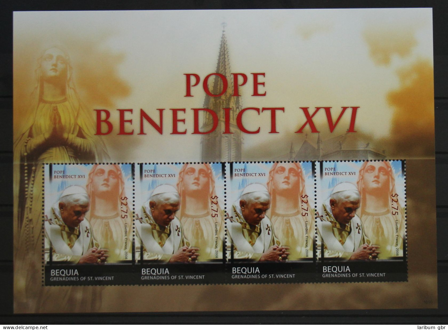 St. Vincent Bequia 664 Postfrisch Als Kleinbogen, Papst Benedikt XVI #GH029 - St.Vincent Und Die Grenadinen