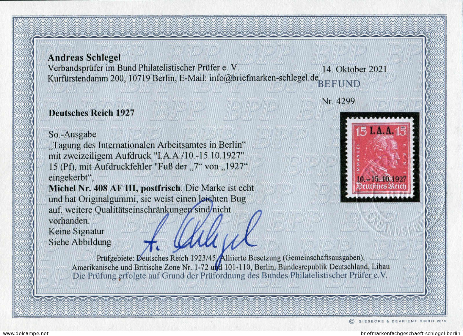 Deutsches Reich, 1927, 408 AF III, Postfrisch - Other & Unclassified