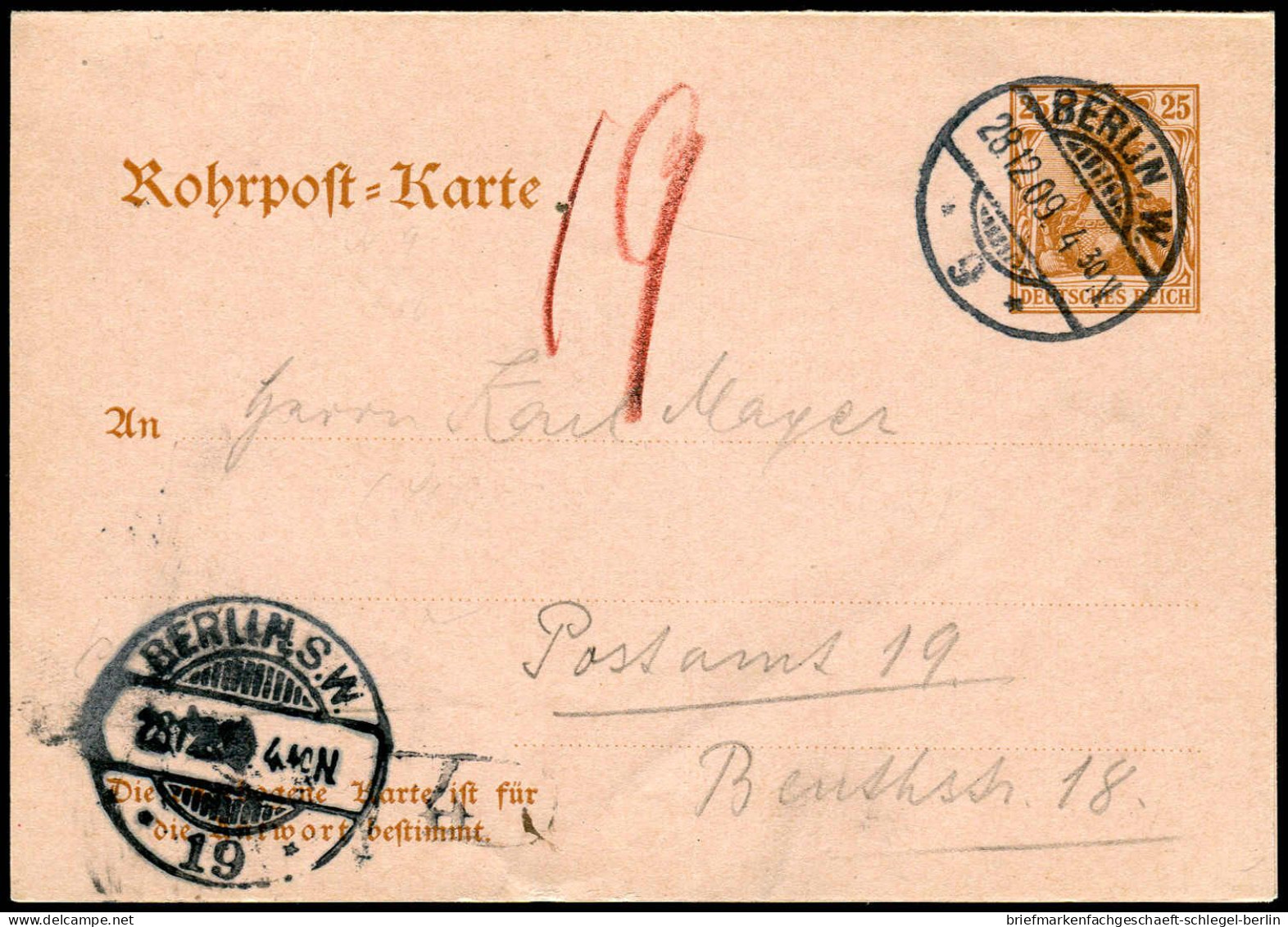 Berliner Postgeschichte, 1909, RP 14, Brief - Autres & Non Classés