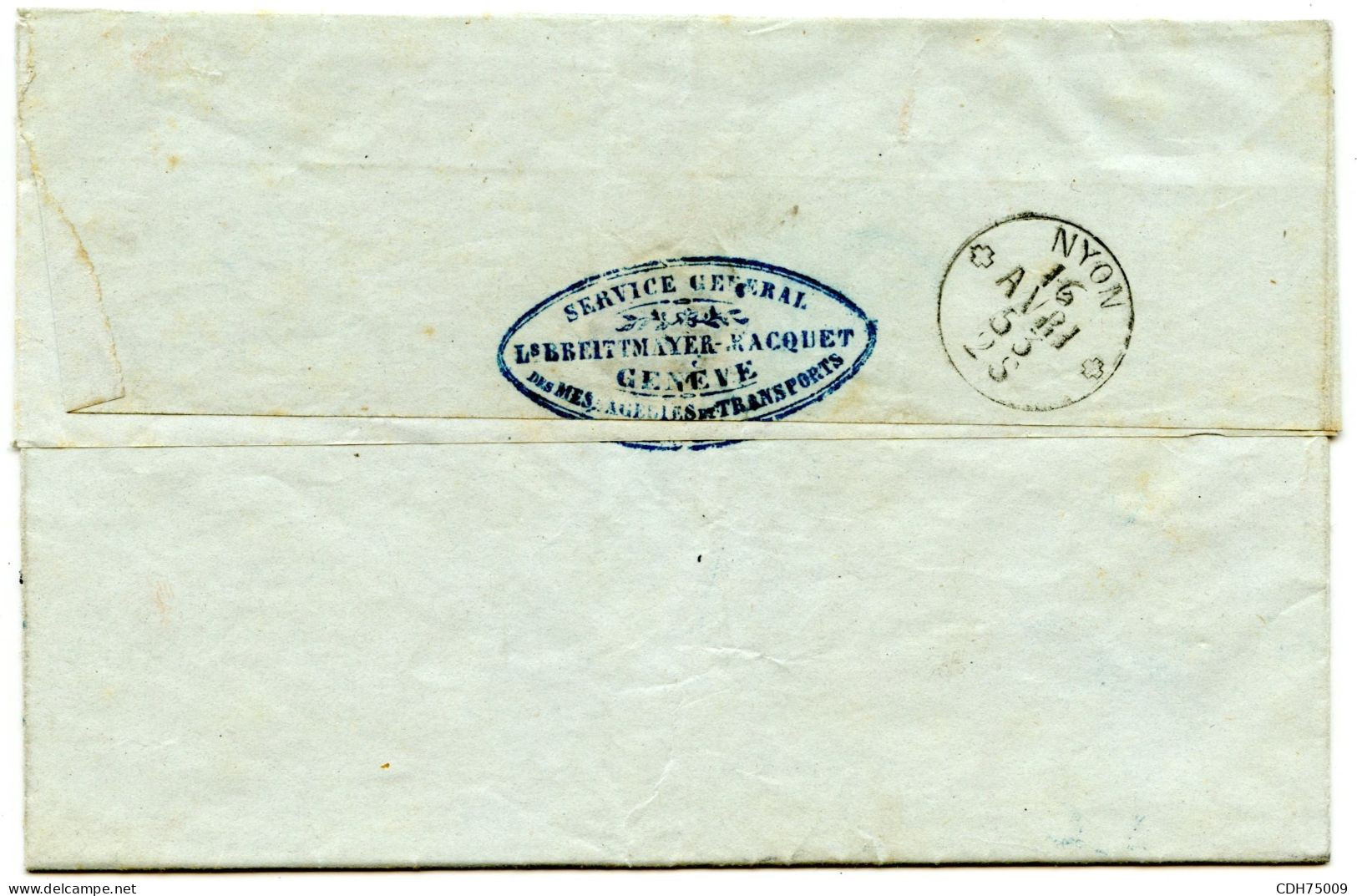 SUISSE - SBK 17II  5 RAPPEN BLEU SUR LETTRE DE GENEVE POUR NYON, 1853  - SIGNEE SCHELLER - 1843-1852 Poste Federali E Cantonali