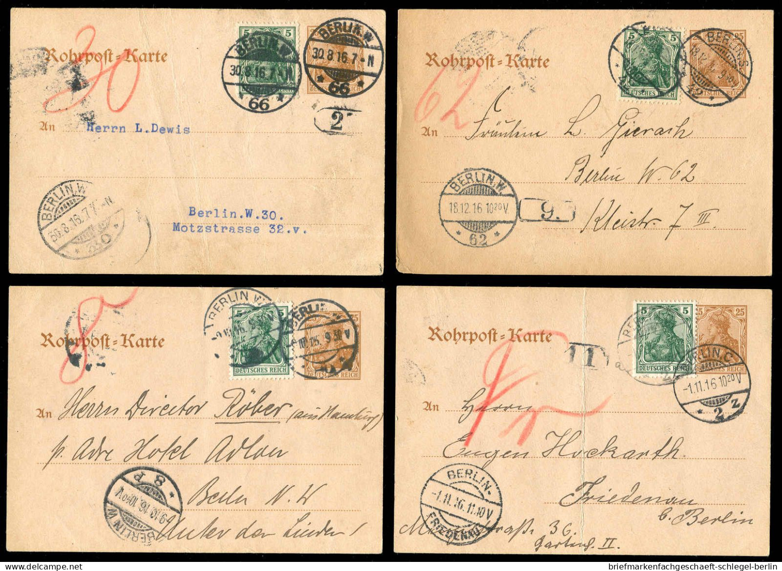 Berliner Postgeschichte, 1916, RP 17 + 85, Brief - Autres & Non Classés