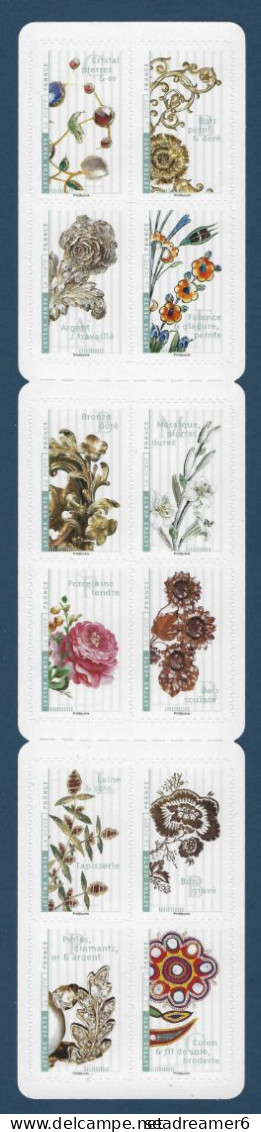 France Carnet " FLEURS & METIERS D'ART "(2017) BC1410  Variété 2 Grosses Barres Fluos Parasitent Supplémentaires ! TTB - Modern : 1959-…