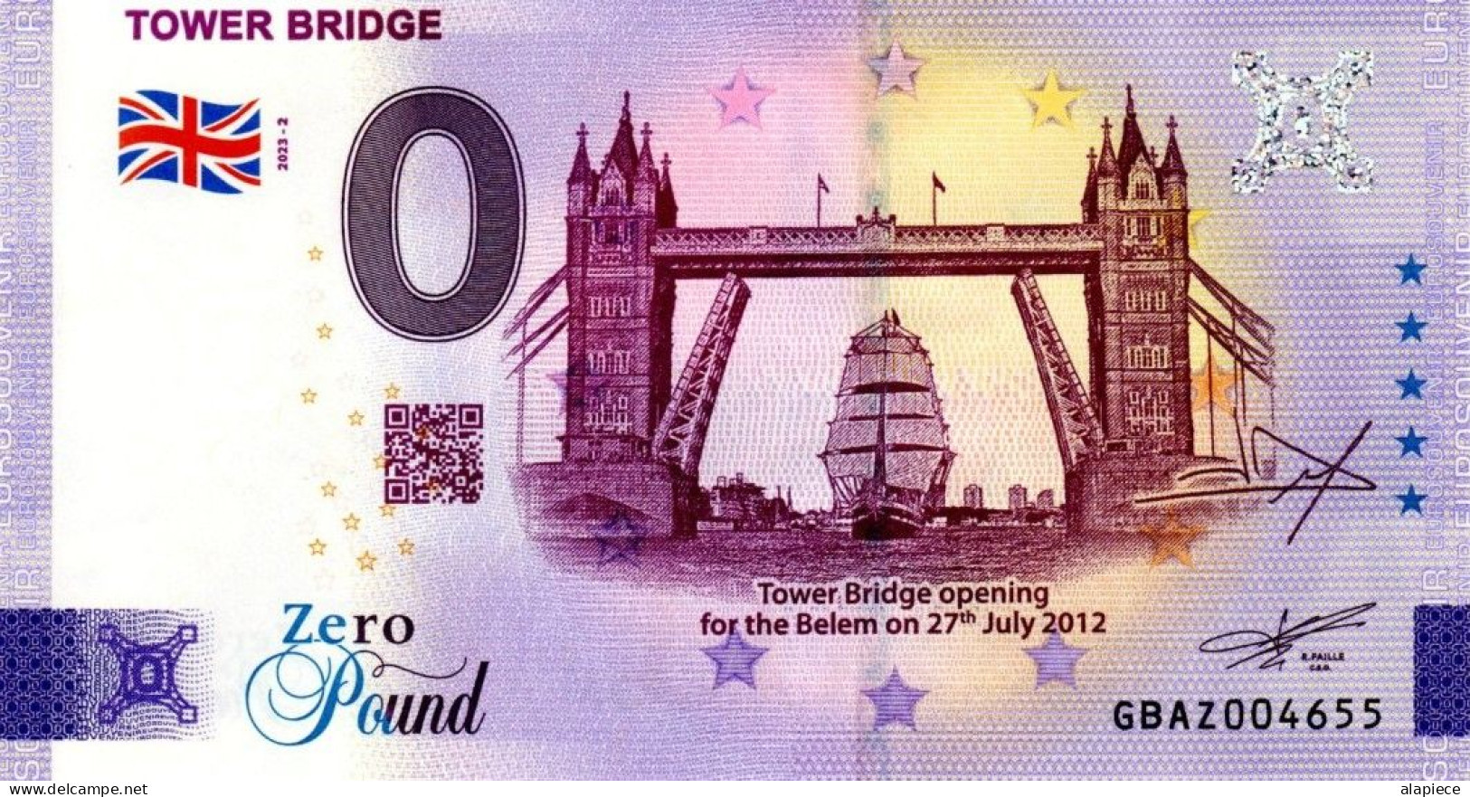 Billet Touristique - 0 Pound - UK - Tower Bridge (2023-2) - Essais Privés / Non-officiels