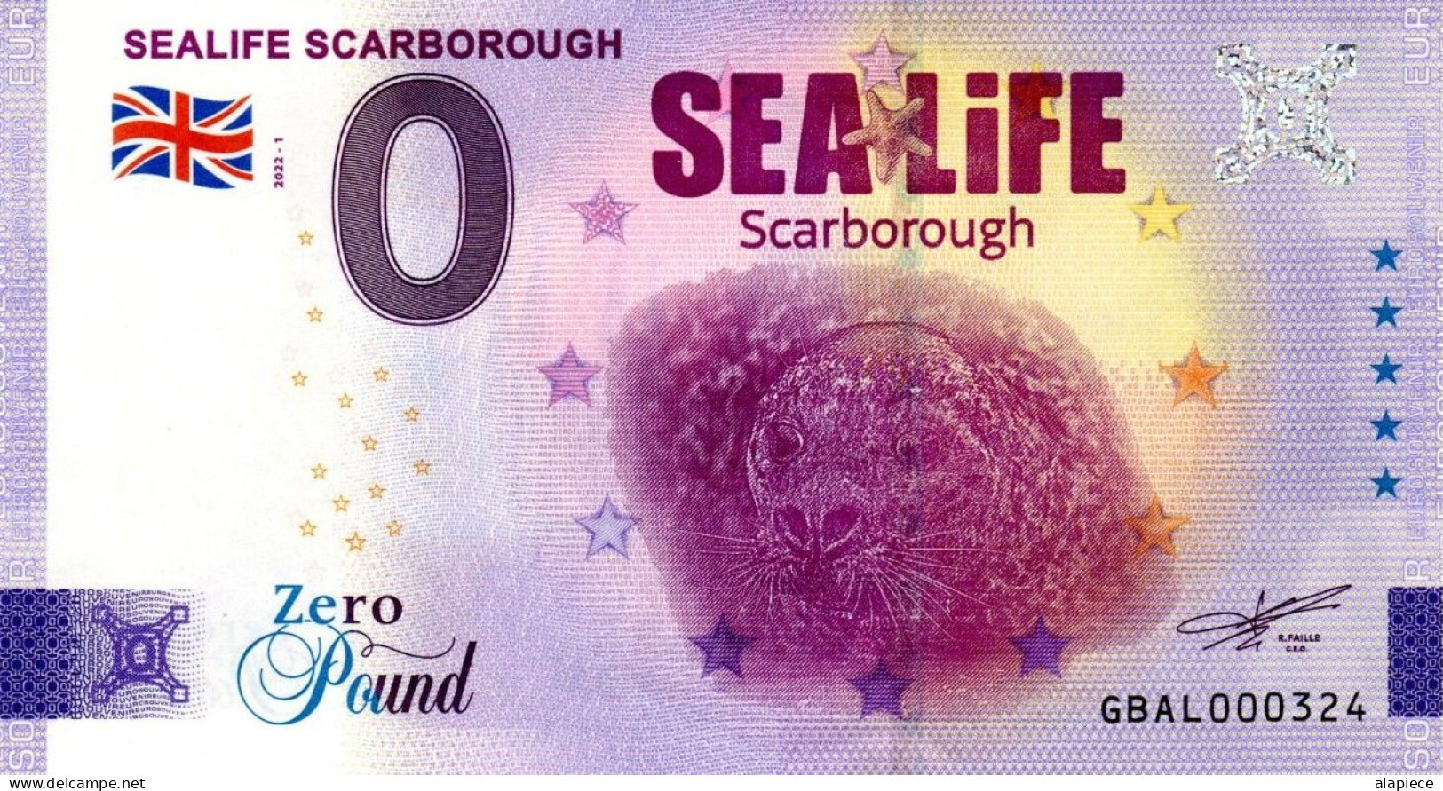 Billet Touristique - 0 Pound - UK - Sealife Scarborough (2022-1) - Essais Privés / Non-officiels