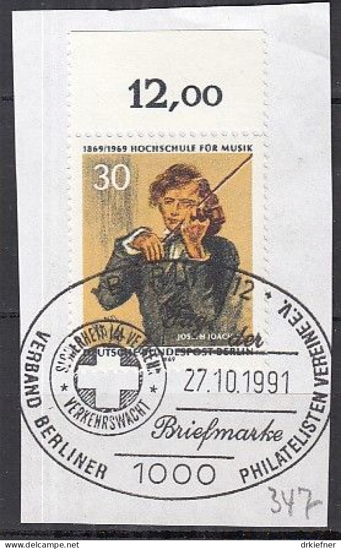 BERLIN  347, Gestempelt Mit SoSt., Auf Briefstück, Hochschule Für Musik, 1969 - Gebruikt