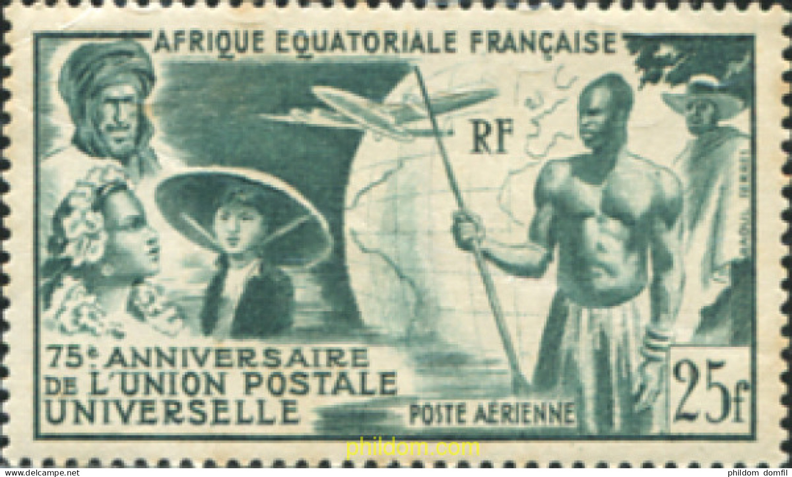 369898 MNH AFRICA ECUATORIAL FRANCESA 1949 75 ANIVERSARIO DE LA UPU - Ongebruikt