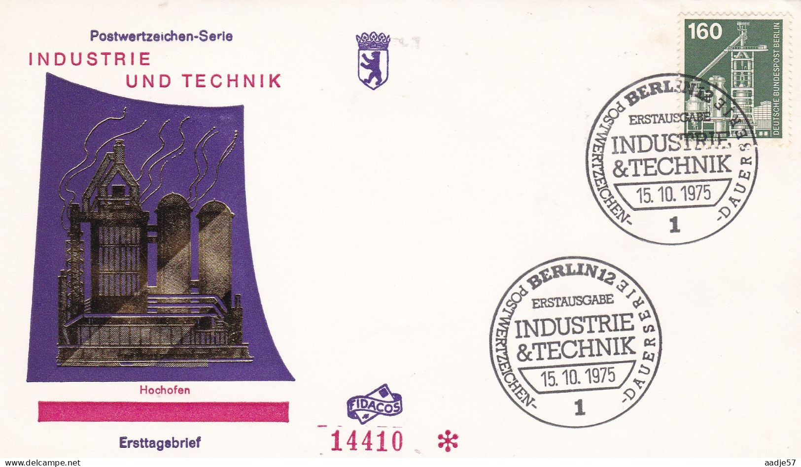 Deutschland Germany Berlin FDC Hochofen 15-10-1975 - 1971-1980