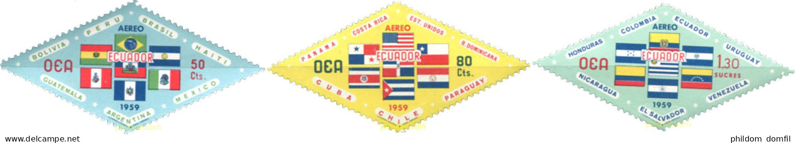 309157 MNH ECUADOR 1959 BANDERAS - Ecuador