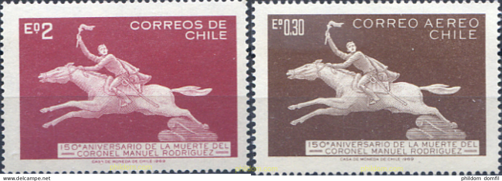 303275 MNH CHILE 1969 150 ANIVERSARIO DE LA MUERTE DEL CORONEL MANUEL RODRIGUEZ - Chile