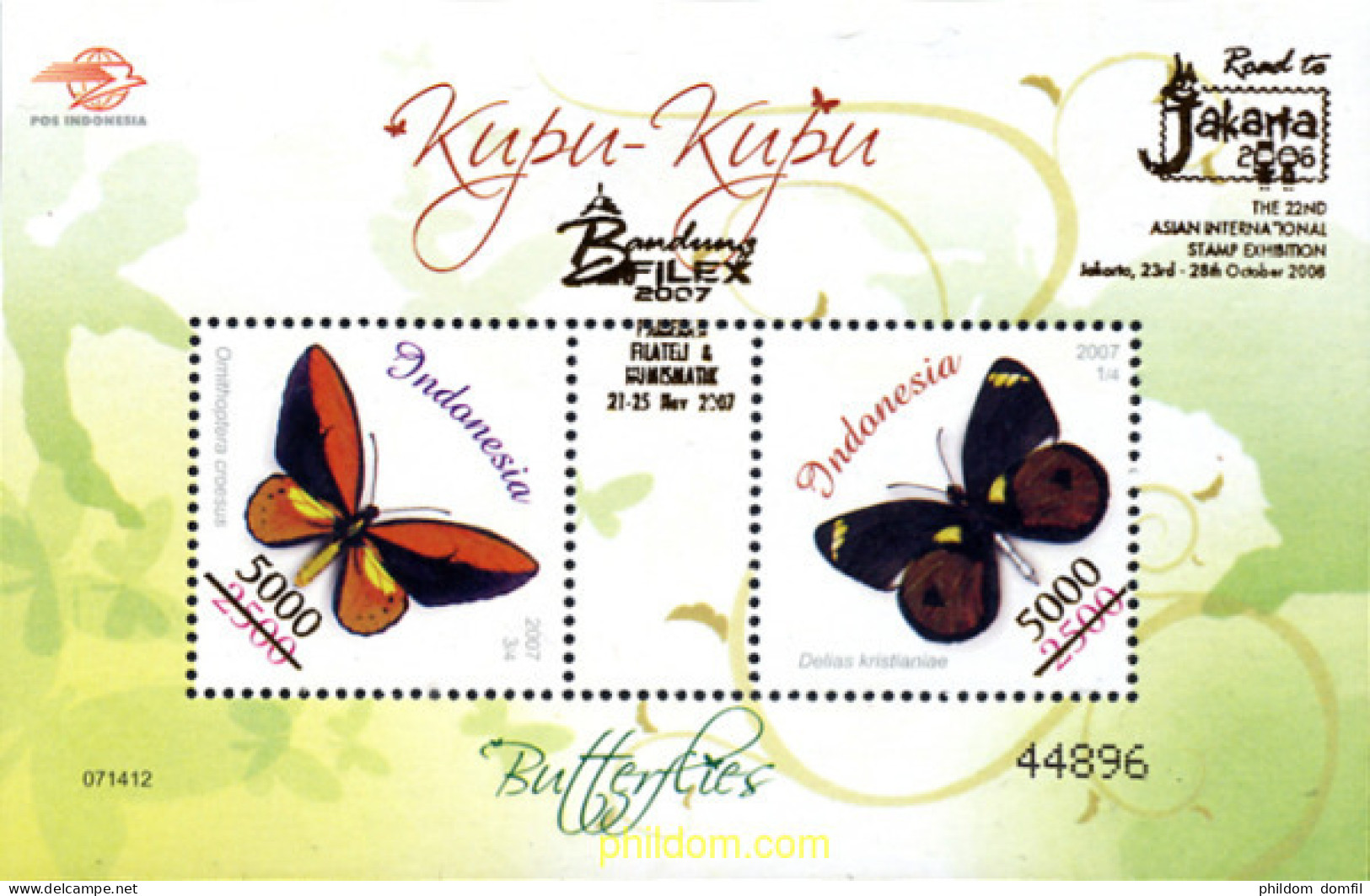 239537 MNH INDONESIA 2007 MARIPOSAS - Indonesien