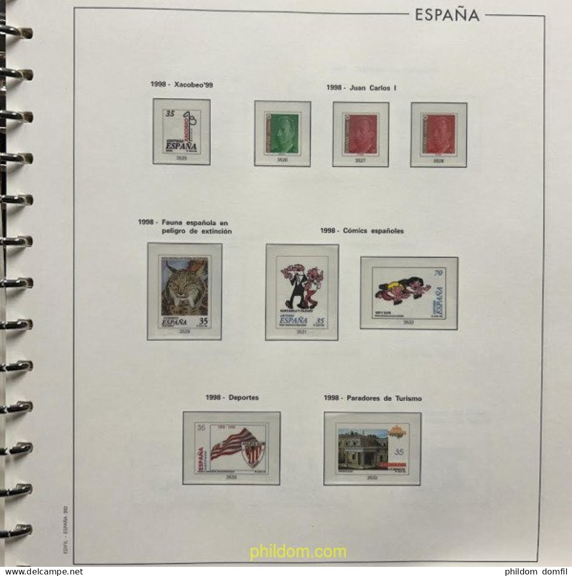 Hoja Suplemento Edifil ESPAÑA 1998 Montado Transparente 2ª MANO - Pré-Imprimés