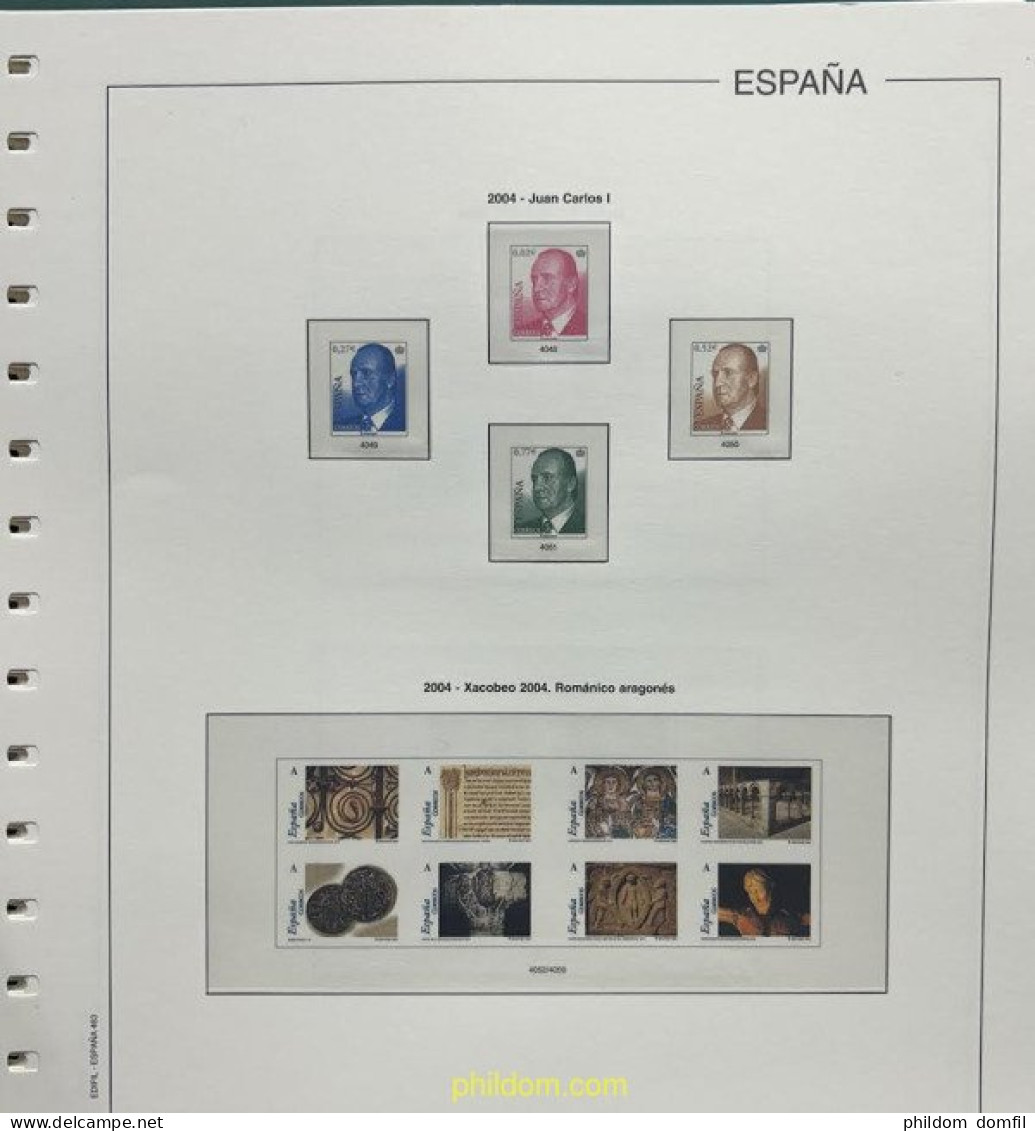Hoja Suplemento Edifil ESPAÑA 2004 Montado Transparente 2ª MANO - Pre-printed Pages