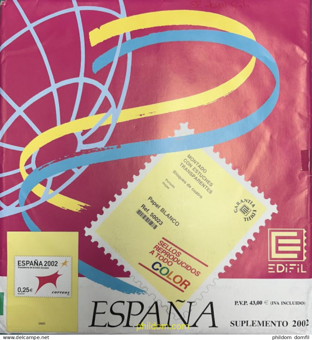 Hoja Suplemento Edifil ESPAÑA 2002 Montado Transparente (bloque De Cuatro) - Pré-Imprimés