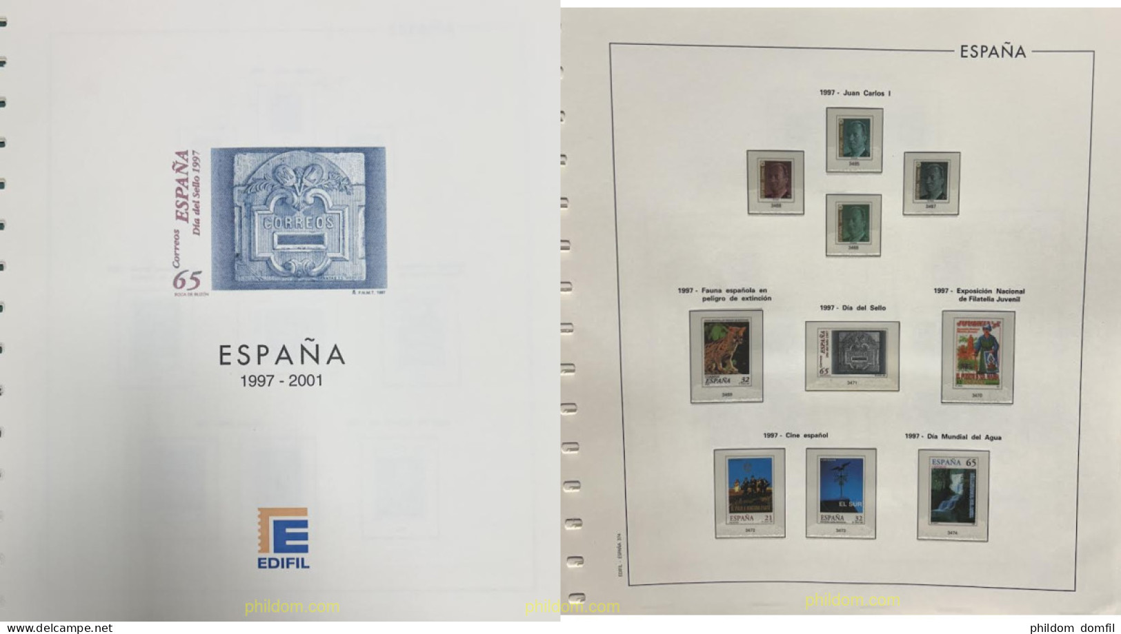 Hoja Suplemento Edifil ESPAÑA 1997 - 2001 Montado Transparente 2ª MANO - Pre-printed Pages