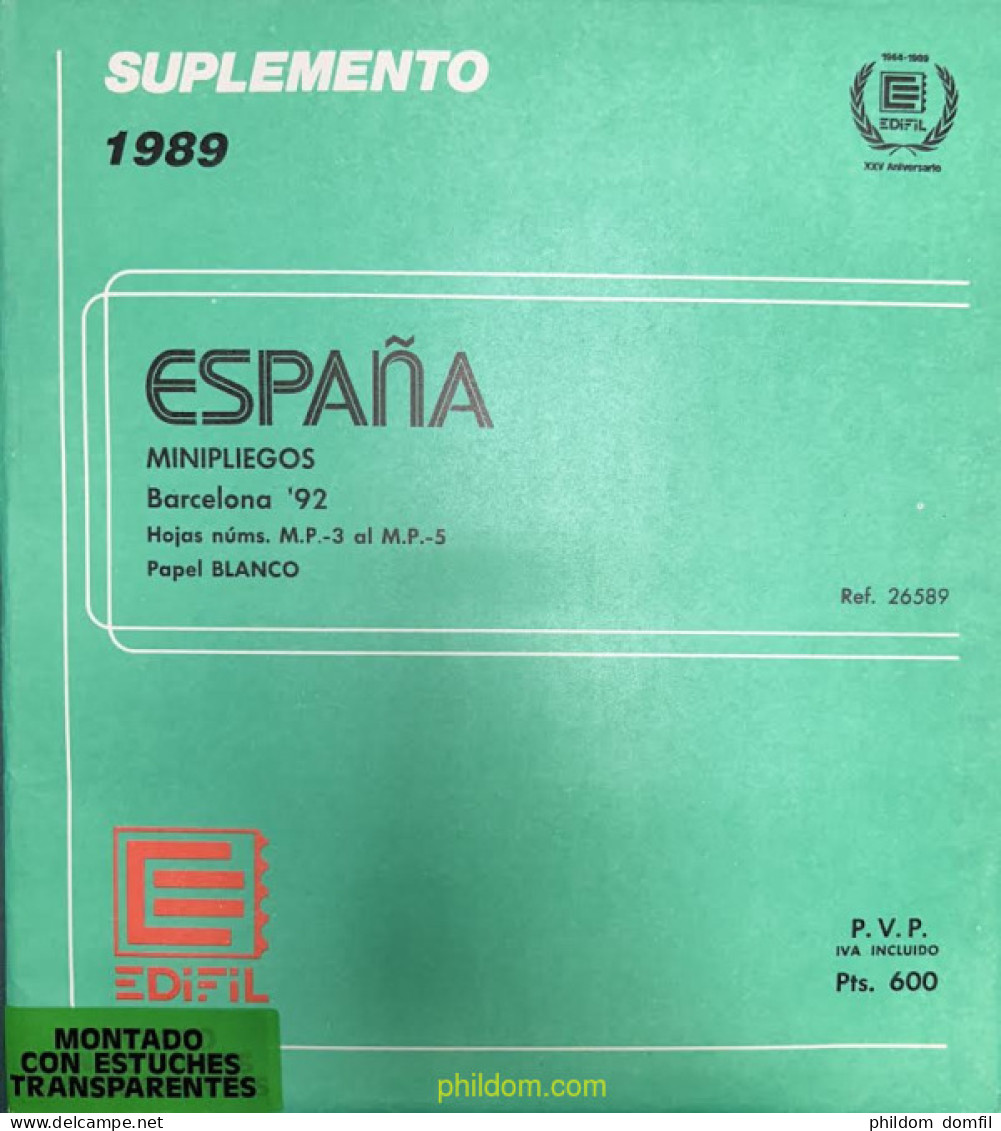 Hoja Suplemento Edifil MINIPLIEGOS 1989 Montado Transparente (22 Hojas Mezcladas) - Vordruckblätter