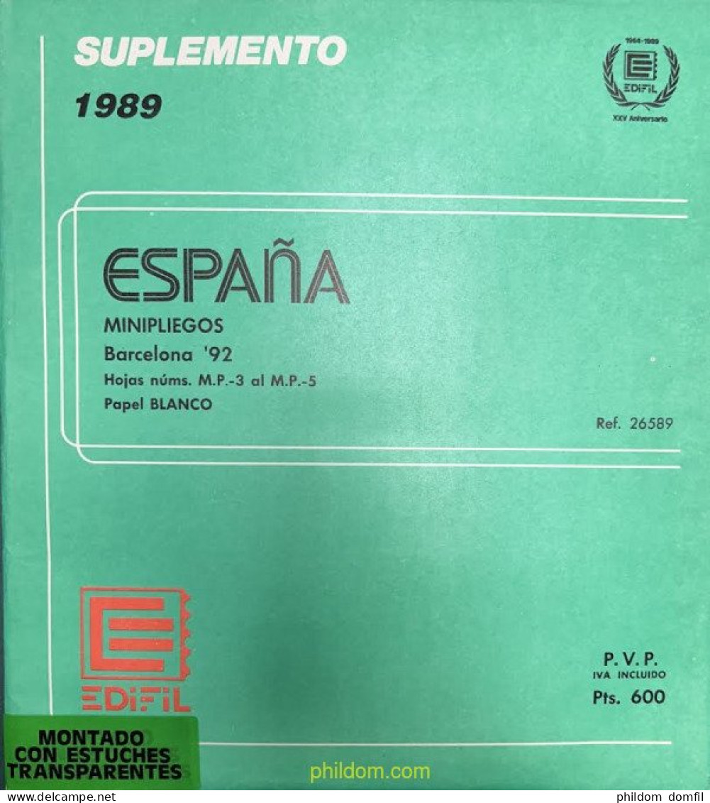 Hoja Suplemento Edifil MINIPLIEGOS 1989-1990-1988 Montado Transparente (todo Tipo De Hojas Variadas) 39paginas - Vordruckblätter