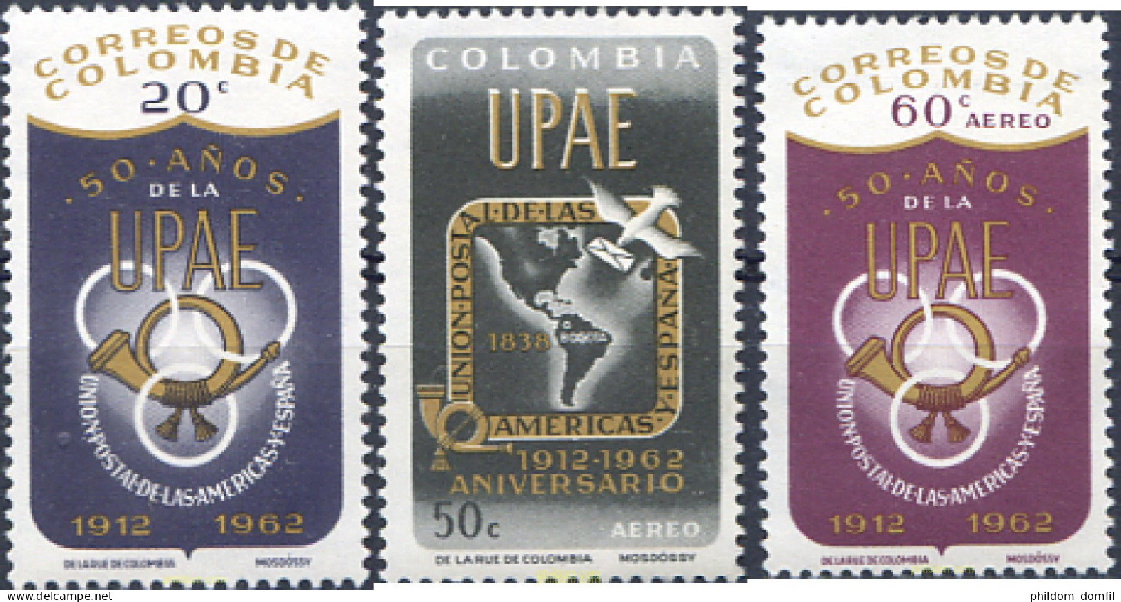 176929 MNH COLOMBIA 1962 50 ANIVERSARIO DE LA UNION POSTAL DE LAS AMERICAS I DE ESPAÑA - Colombia
