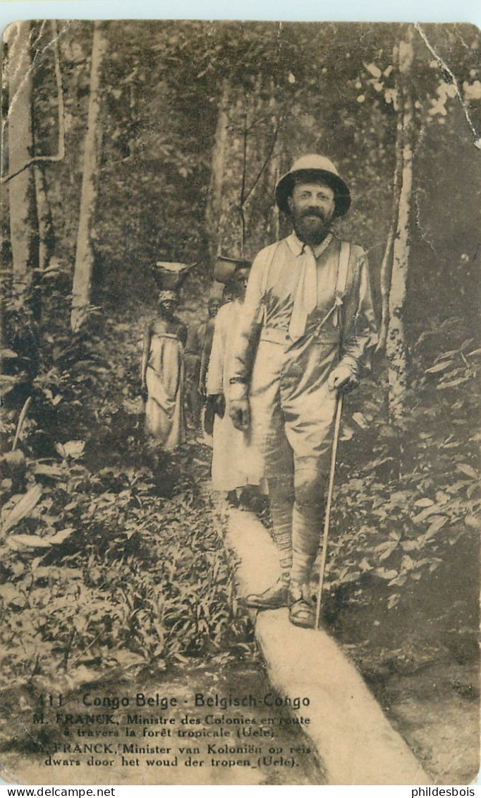 CONGO BELGE   M.FRANCK Ministre Des Colonies En Route A Travers La Foret  ( Angle Sup Drt ) - Congo Belge