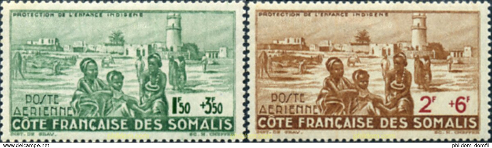 343991 HINGED COSTA DE LOS SOMALIS 1942 PROTECCION DE LA INFANCIA - Nuovi