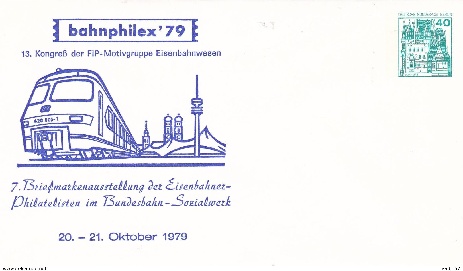 Deutschland Germany Berlin Bahnphilex 1979 - Privé Briefomslagen - Ongebruikt