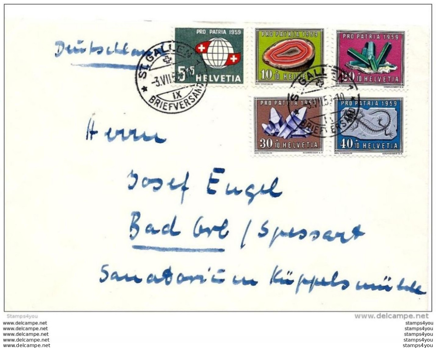 100 - 71 - Enveloppe Envoyée De St Gallern En Allemagne - 1959 Avec Série Pro Patria - Cartas & Documentos