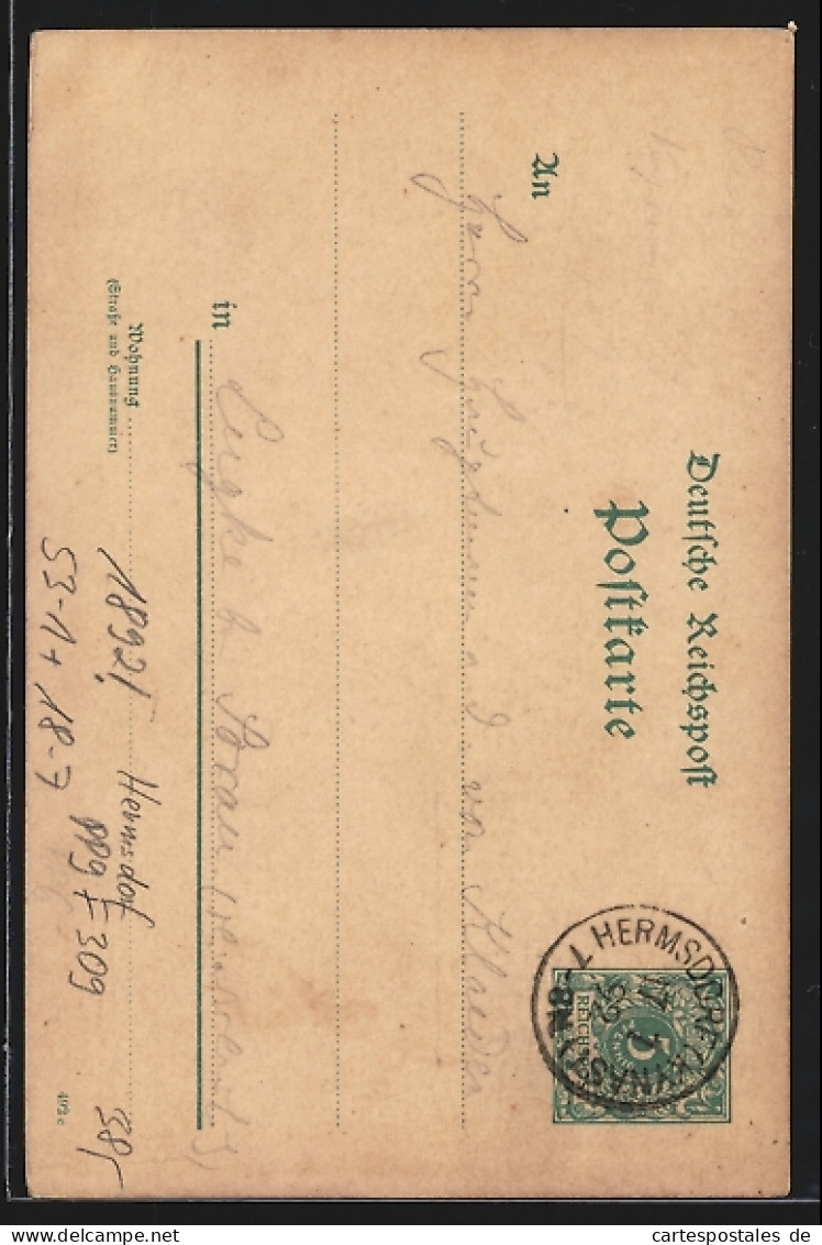 Vorläufer-Lithographie Ganzsache PP9F309: Hermsdorf, 1892, Burg Kynast  - Cartes Postales